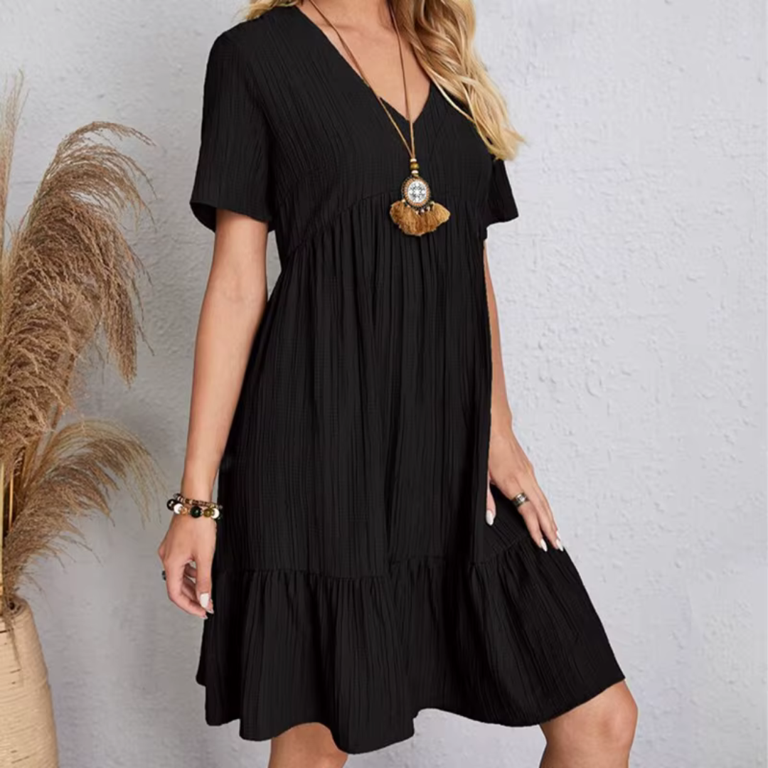 Levoire | Élégante et flatteuse robe plissée Noir