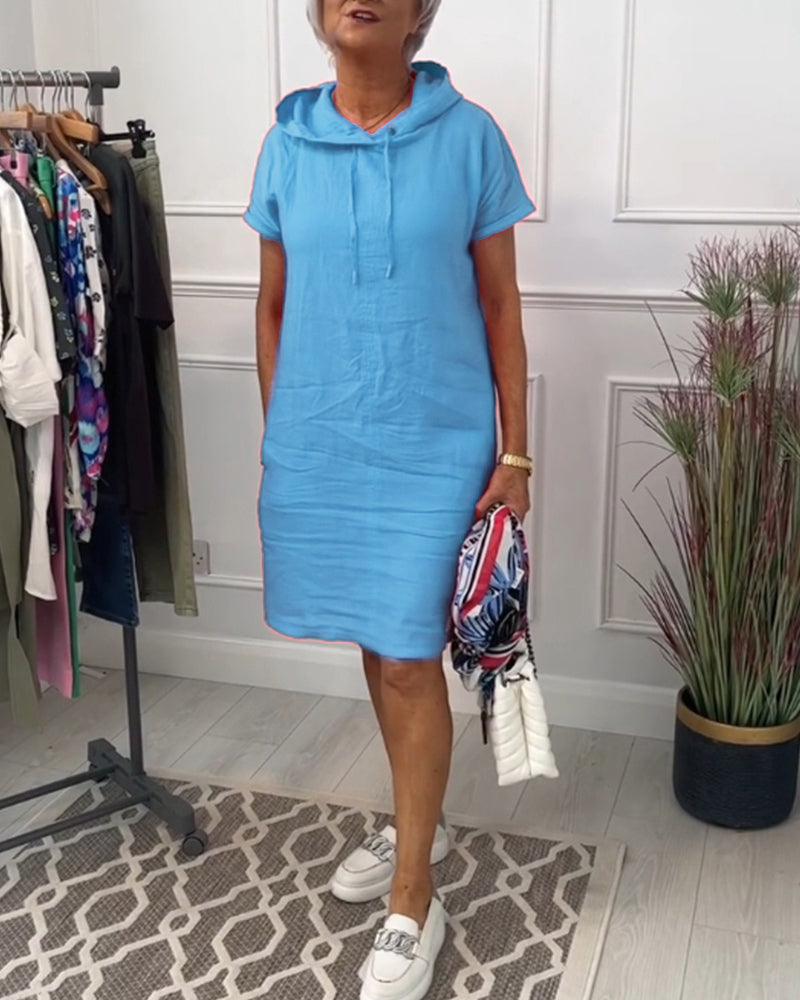 Levoire | Robe De Loisirs À Manches Courtes Et Capuche Bleu