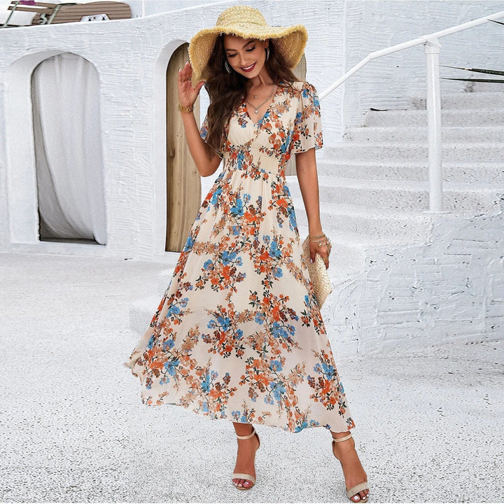 Levoire | Robe À Fleurs Pour L'Été Beige