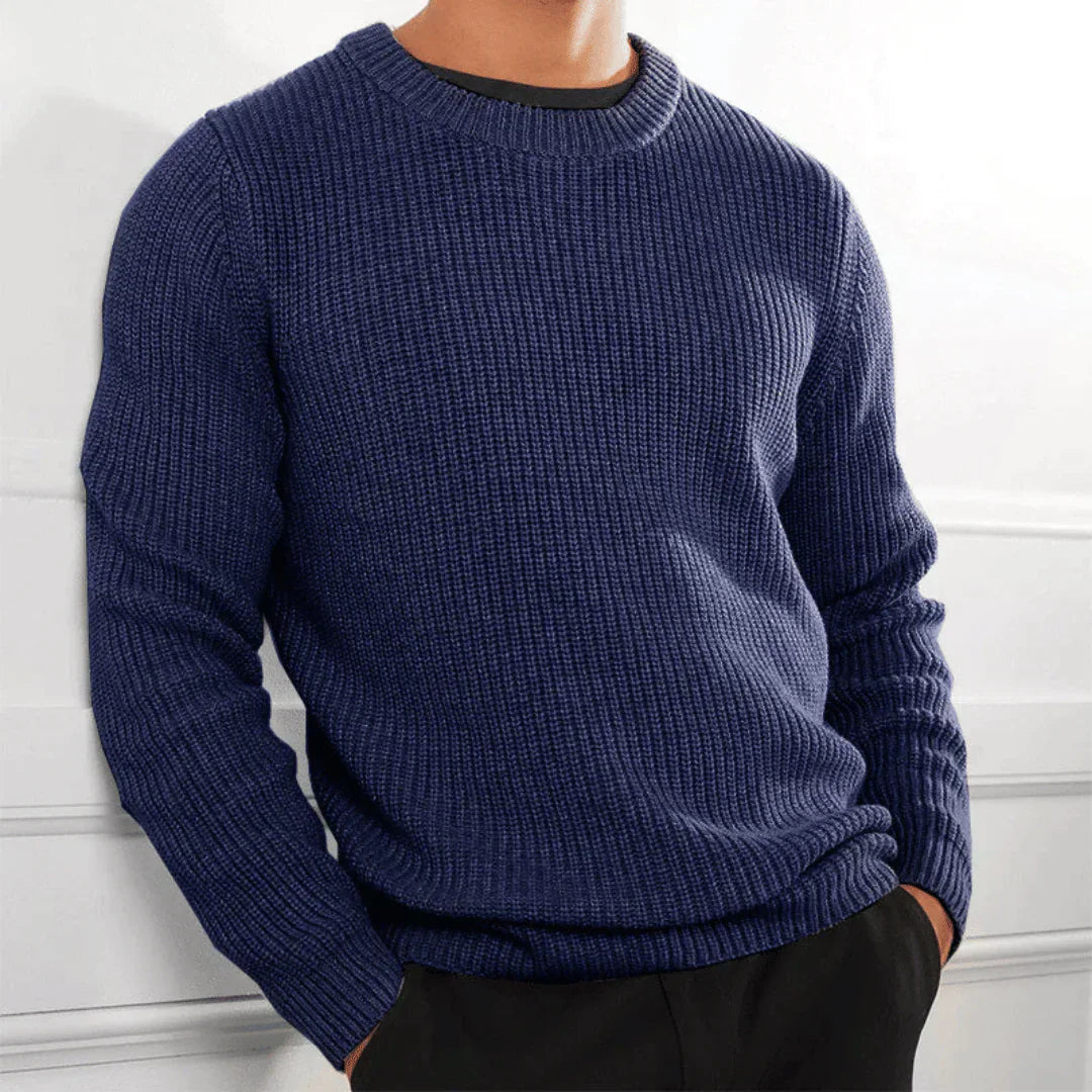 Levoire | Pull Élégant À Col Rond Bleu