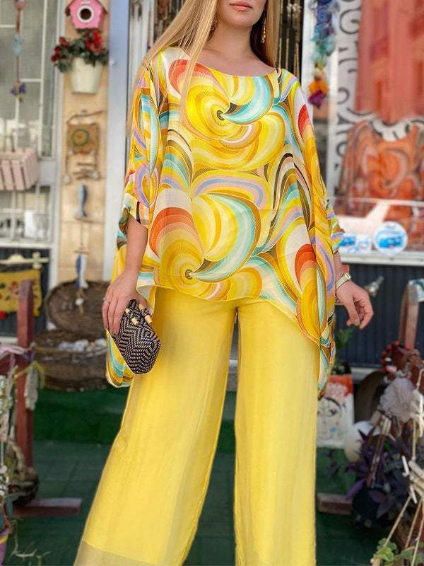 Levoire | Bunt Chiffon Ensemble Deux Pièces Jaune