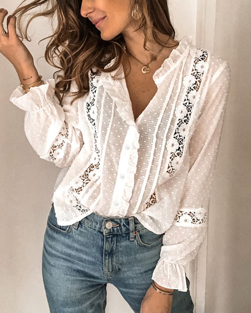 Levoire | Blouse En Dentelle Dans Une Teinte Unie