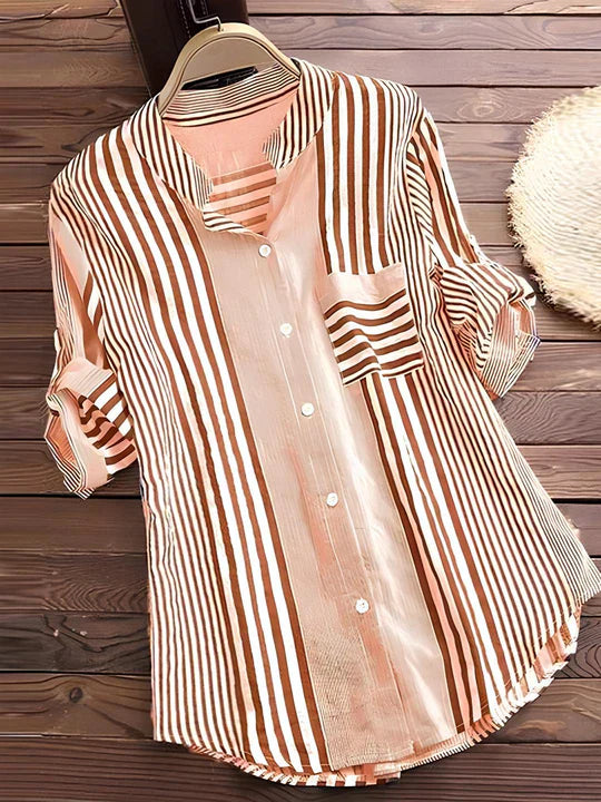 Levoire | Chemise Rayée Beige et blanc