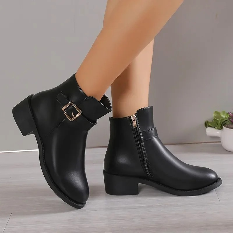 Levoire | Bottes Pour Femmes Avec Semelle Épaisse Et Fermeture Éclair Pour Un Look Élégant Noir