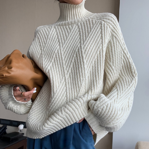 Levoire | Bergère Pull Femme Chaud Blanc Noir