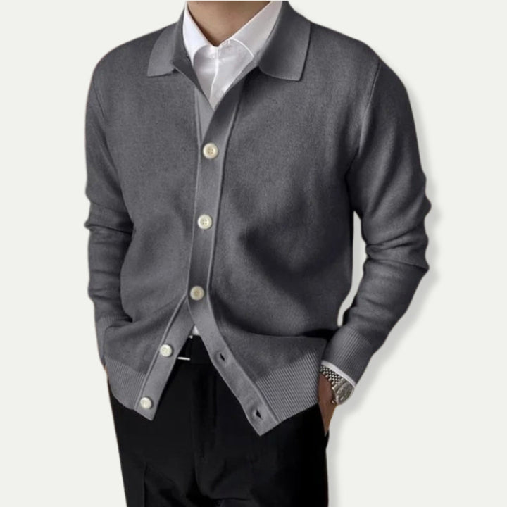 Levoire | Élégante Cardigan Homme À Boutons Grau