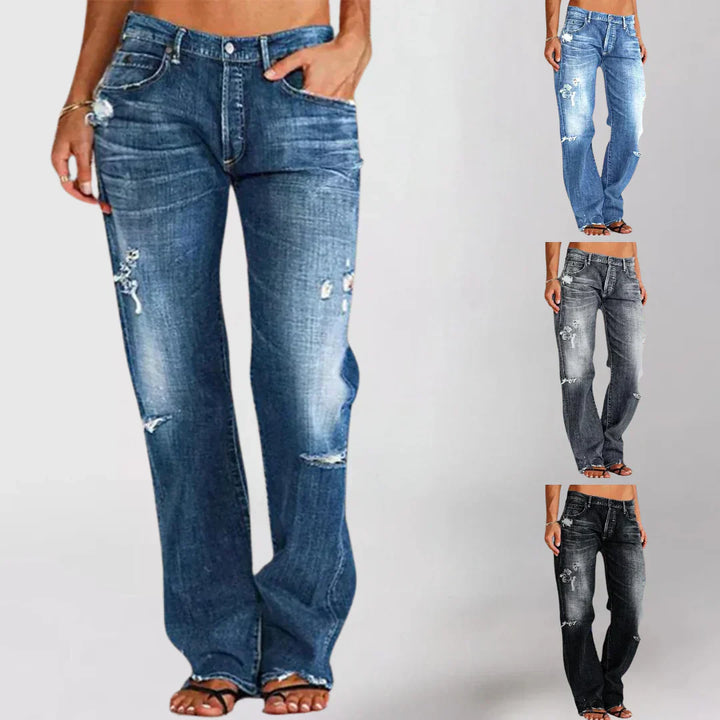 Levoire | Jeans Déchirés En Denim Taille Haute Pour Femmes