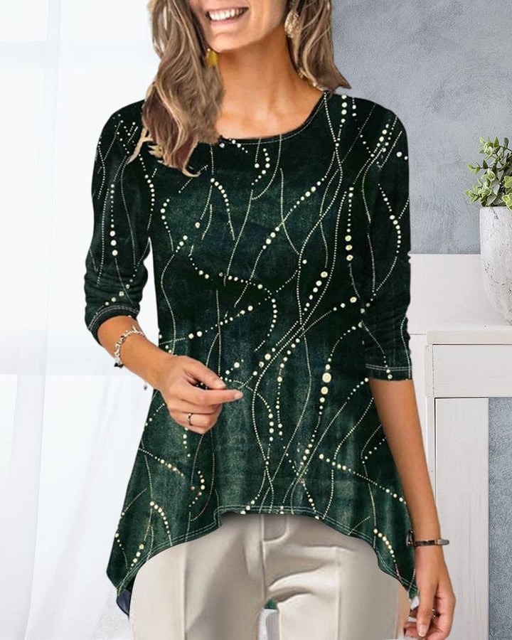 Levoire | Blouse Avec Encolure Ronde Et Manches 3/4 Imprimées