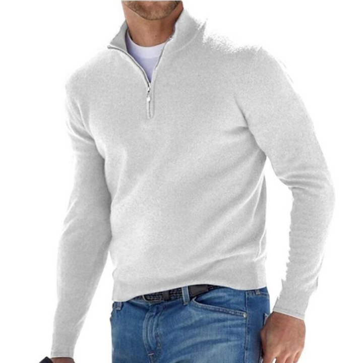 Levoire | Pull homme chaud avec fermeture éclair Blanc