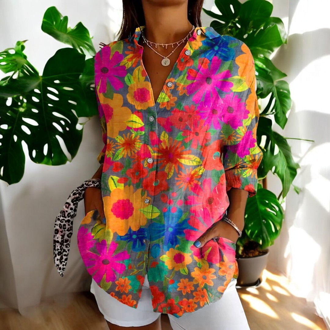 Levoire | Blouse Vive Avec Des Boutons Floraux Pour Femmes Color