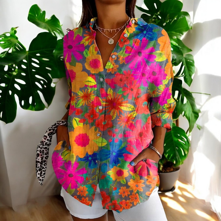Levoire | Blouse Vive Avec Des Boutons Floraux Pour Femmes Color