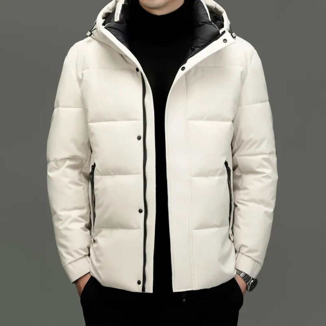 Levoire | Velours Polaire Hommes Capuche Blanc Noir Blanc