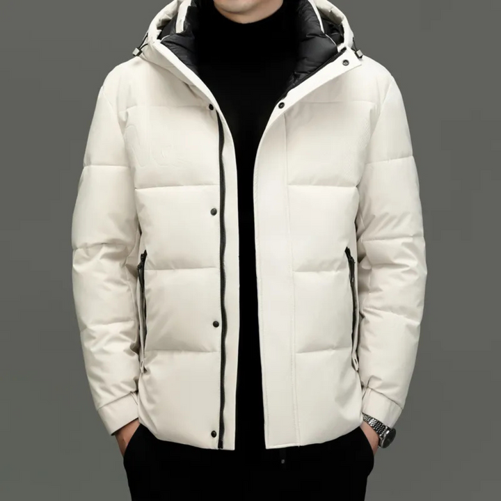 Levoire | Velours Polaire Hommes Capuche Blanc Noir Blanc