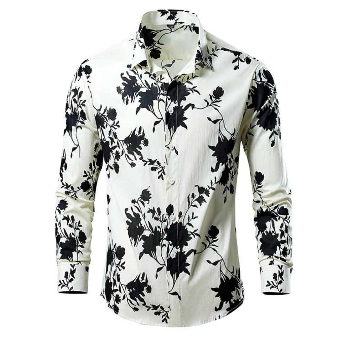 Levoire | Chemise À Fleurs Elegant Hommes Blanc