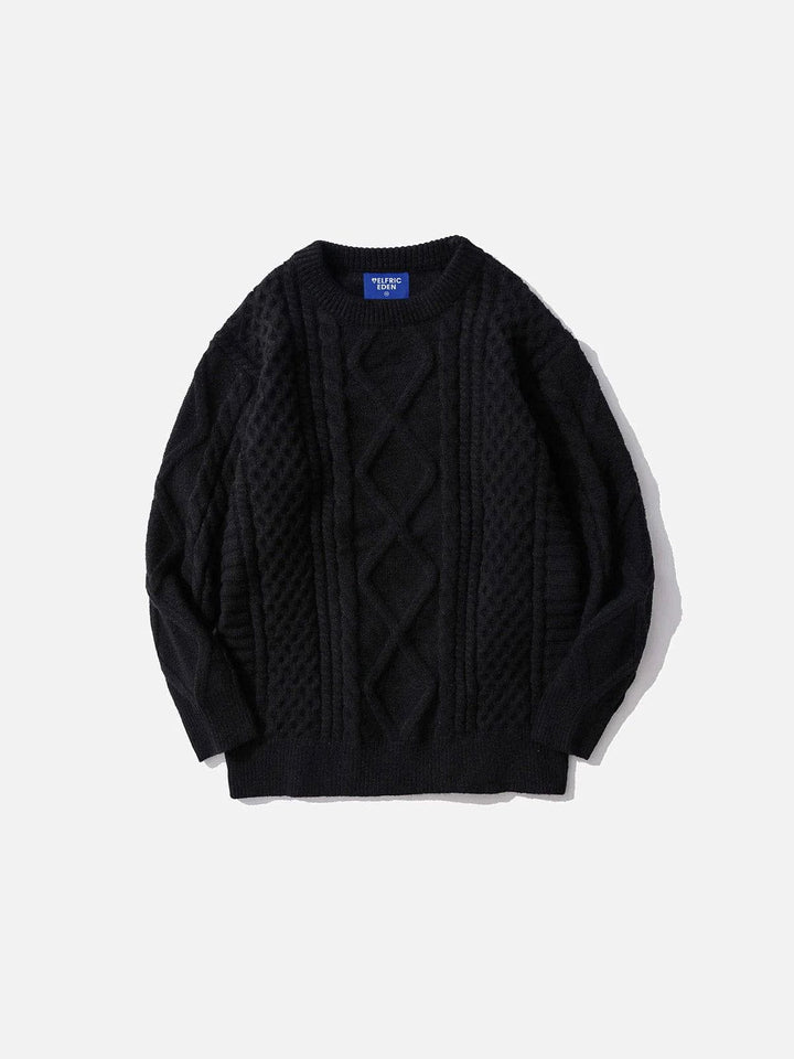 Levoire | Pull Texturé À Col Rond Et Manches Longues Noir