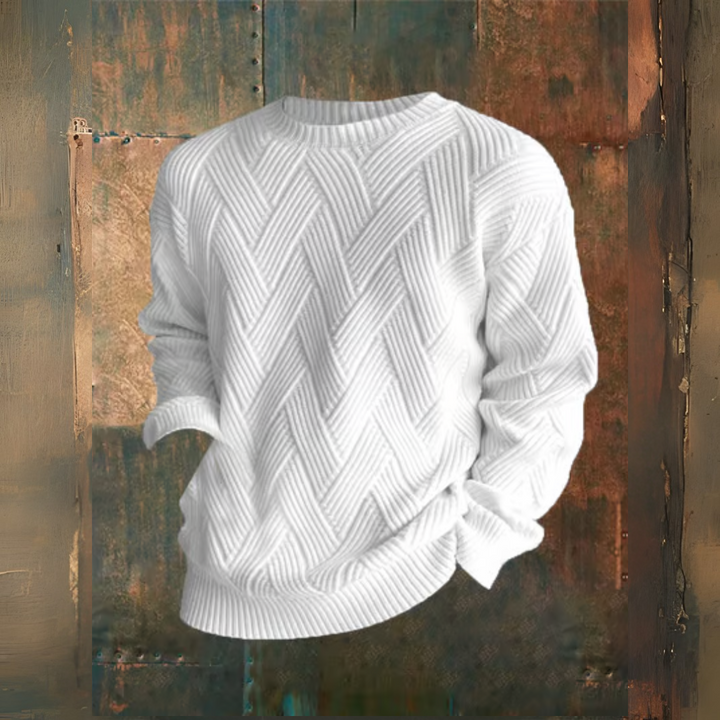 Levoire | Motif À Carreaux Col Rond Décontracté Sweatshirt Blanc