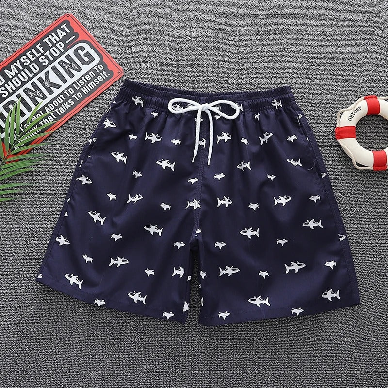 Levoire | Shorts de bain pour hommes couleur bleue impression de poissons pour hommes Bleu foncé