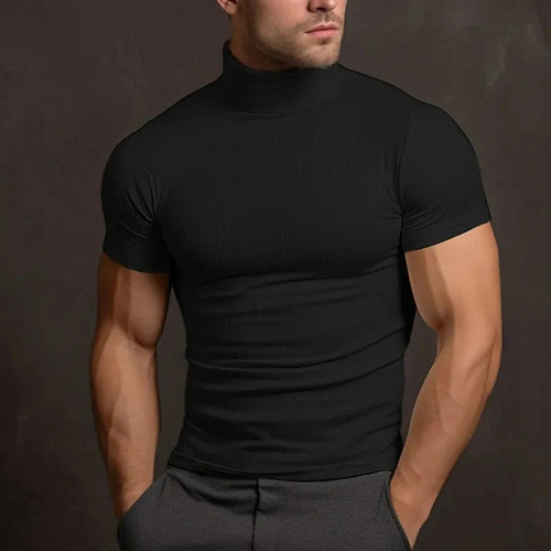 Levoire | T-shirt à col roulé pour hommes tendance à manches courtes