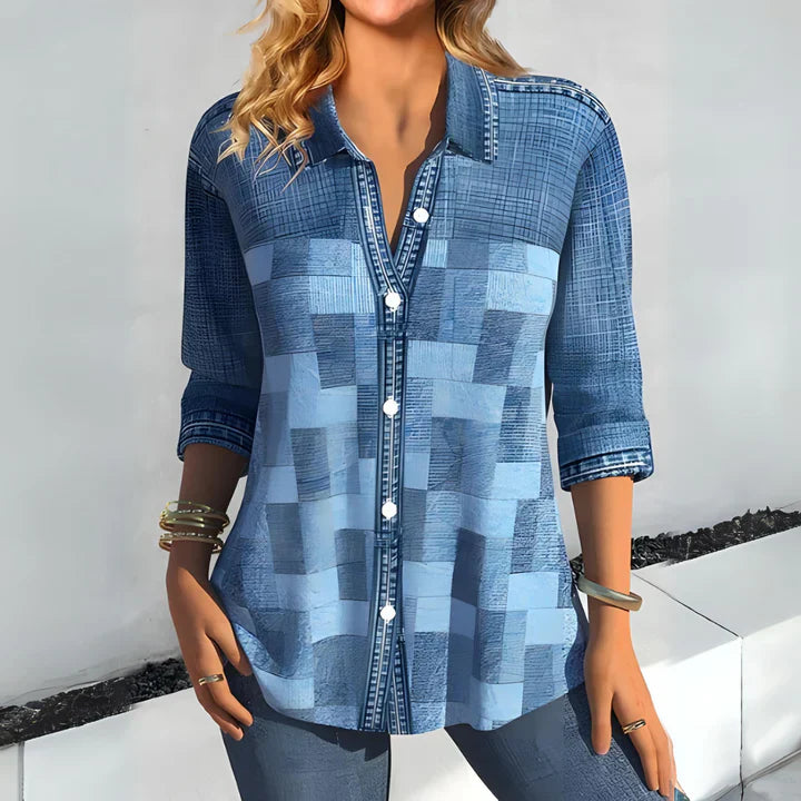 Levoire | Chemise À Manches Longues Avec Col En Coupe Moderne Denim-Bleu