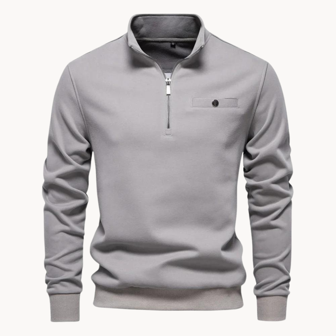 Levoire | Pull Manches Longues Chaud Zippé Demi Gris