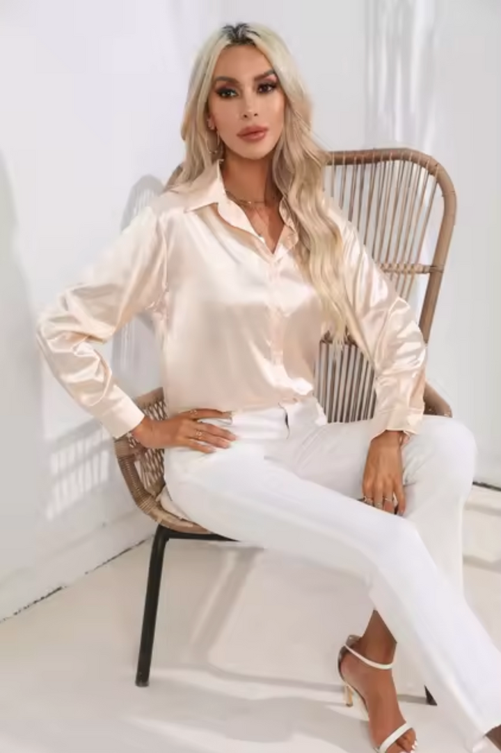 Levoire | Chemisier Luxe Avec Manches Longues Champagne