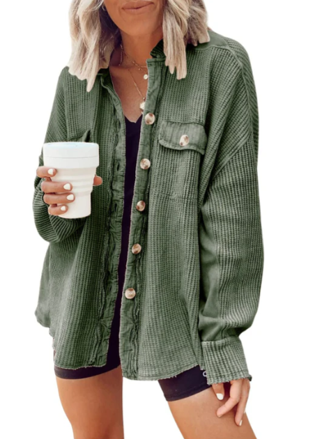 Levoire | Chemise-Vest Avec Boutons Pour Style Décontracté Vert