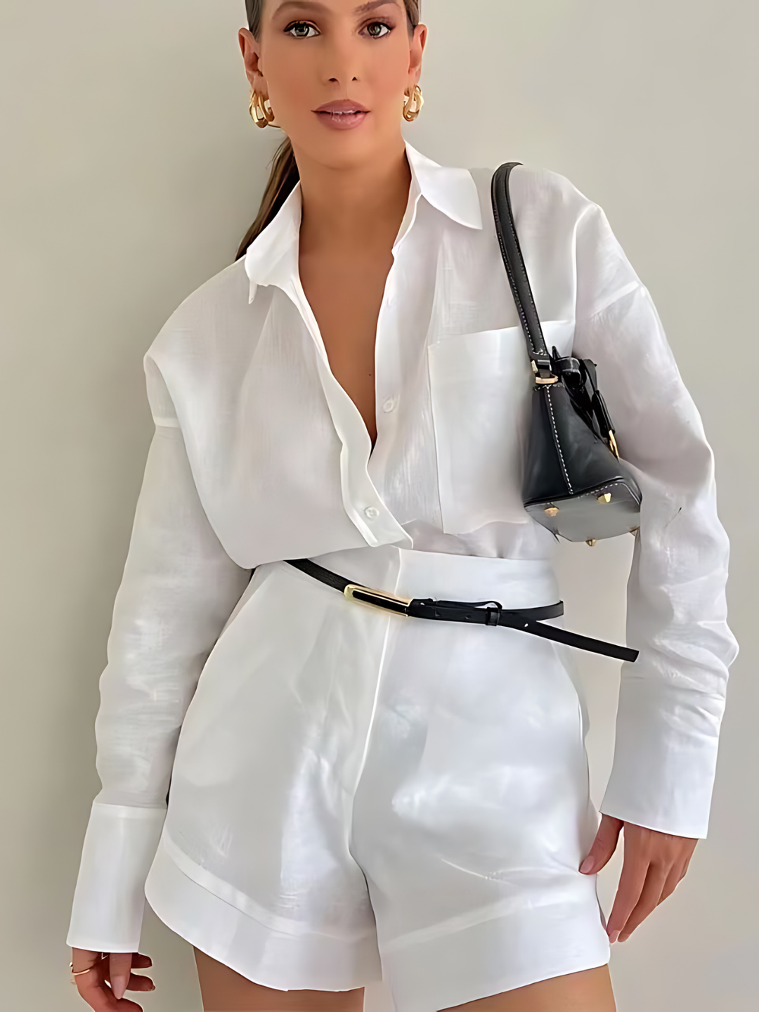 Levoire | Ensemble Short Et Chemise Compatible Blanc