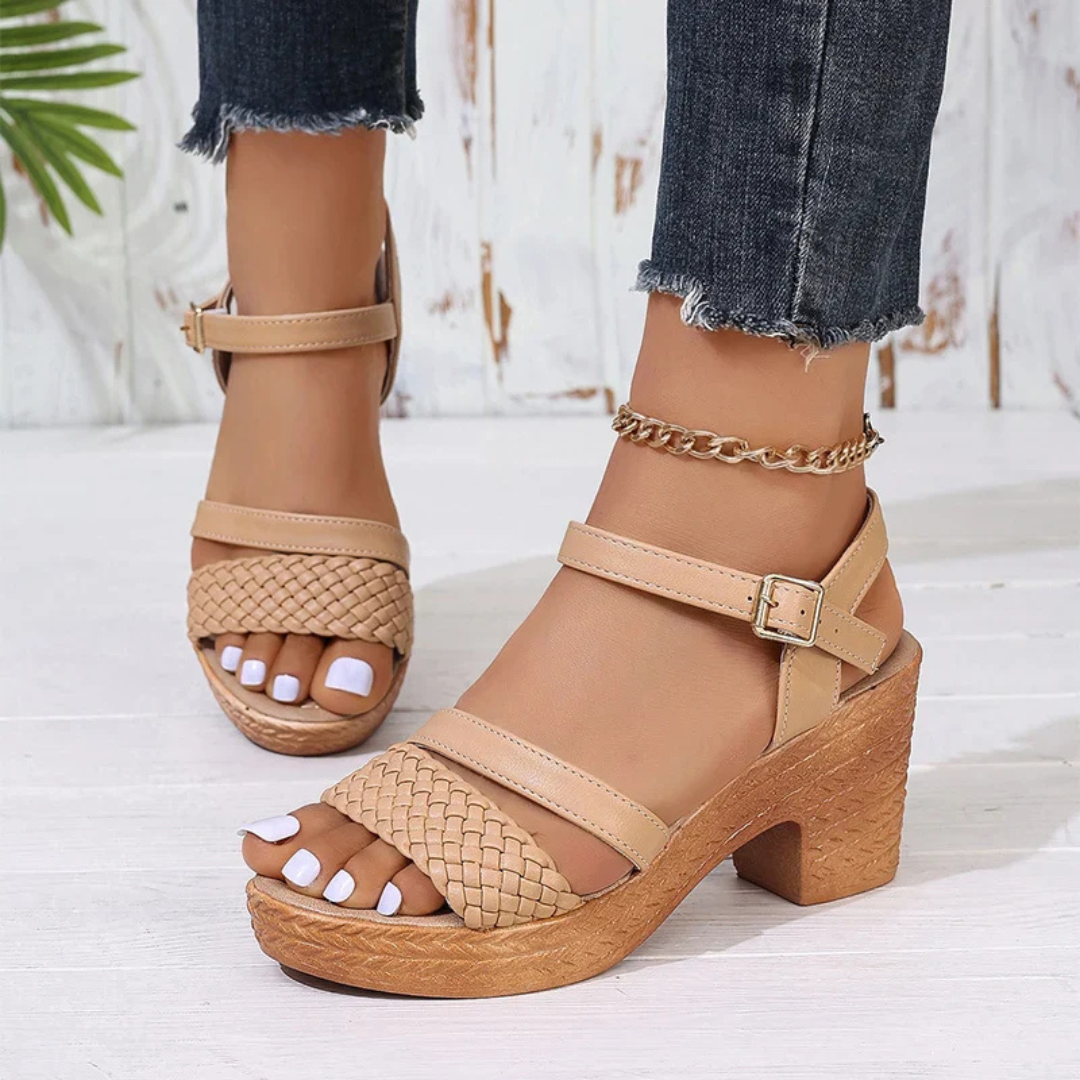 Levoire | Sandales Compensées Femme À Brides - Levoire | Talons Plateforme Kaki