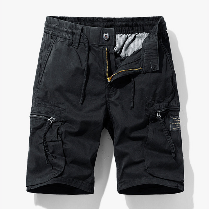 Levoire | Short léger d'été cargo pour hommes avec poches pratiques Noir