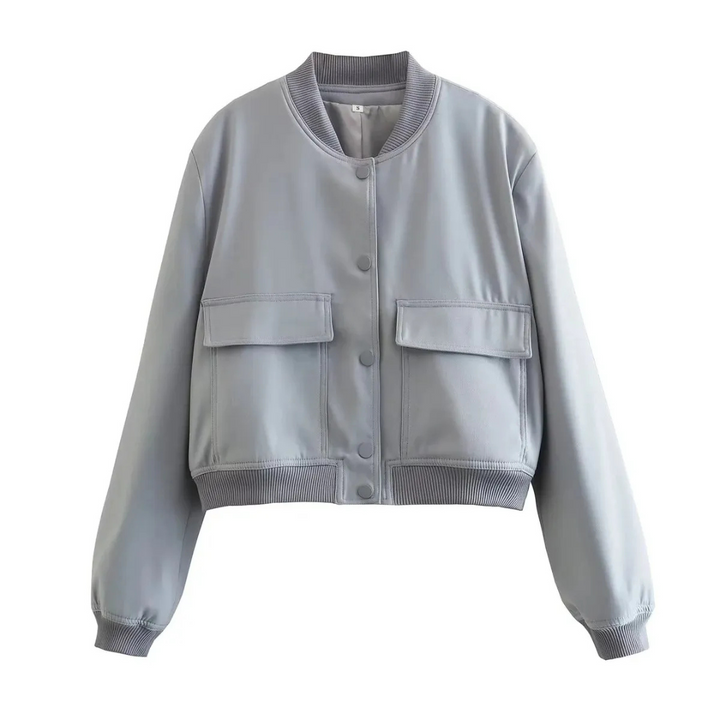 Levoire | Veste courte avec col rond pour femmes Gris