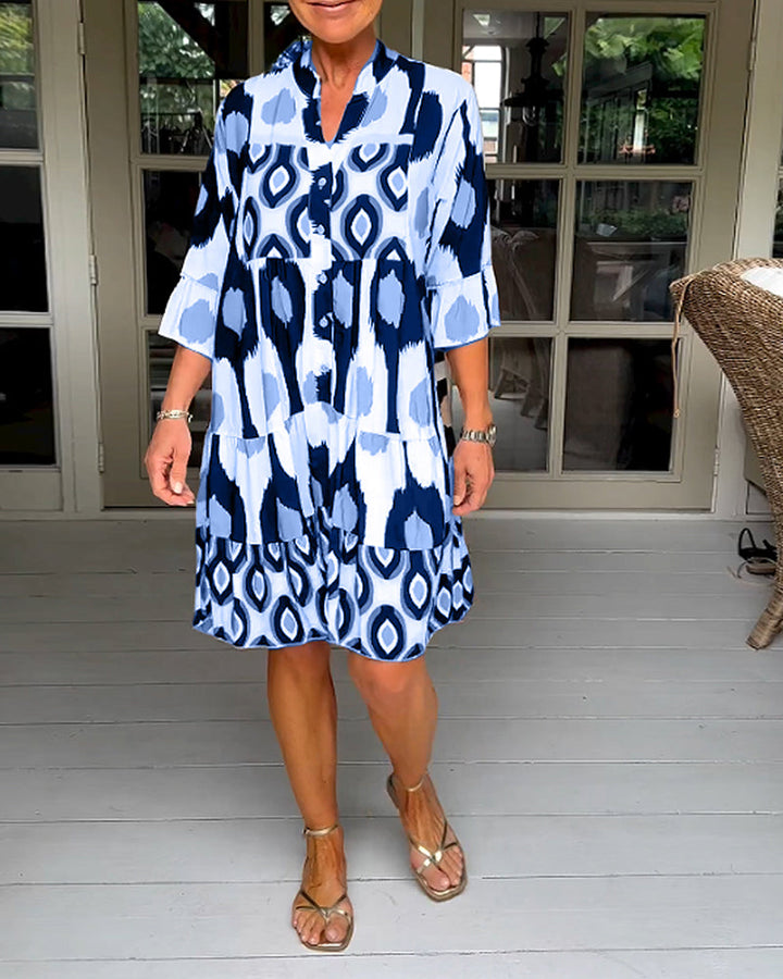 Levoire | Robe D'Été Midi Décontractée En A Avec Motif Bleu