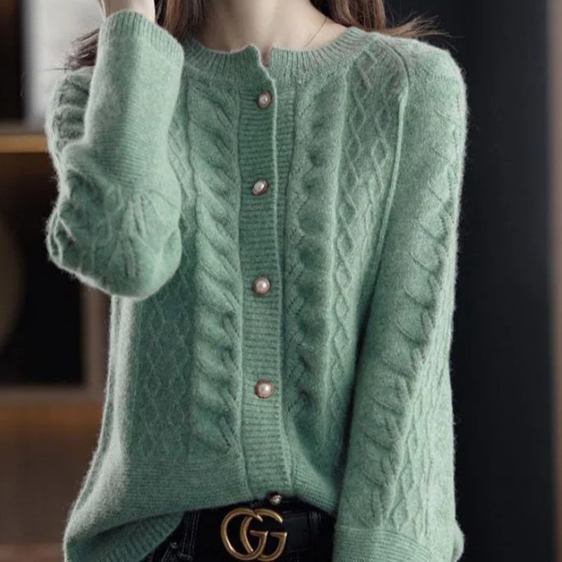 Levoire | Gilet élégant pour femmes en tricot fait main avec des perles Vert