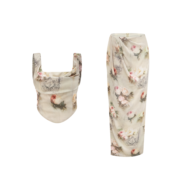 Levoire | Top & Jupe Imprimé Fleurs Ensemble Coordonné