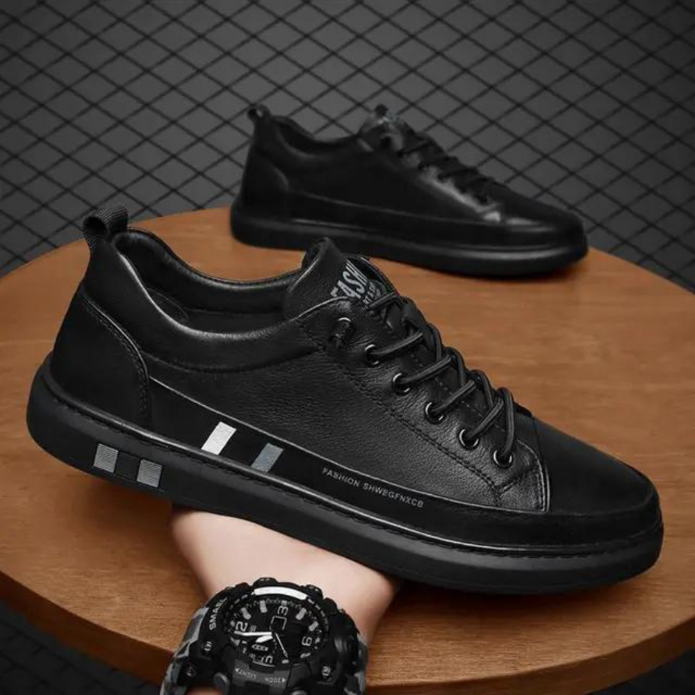 Levoire | Chaussures En Cuir Pour Hommes Avec Impression De Lettres Noir