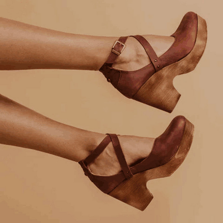 Levoire | Sandales À Levoire | Talons Pour - Femmes, Avec Lanières À La Cheville - Élégantes Marron