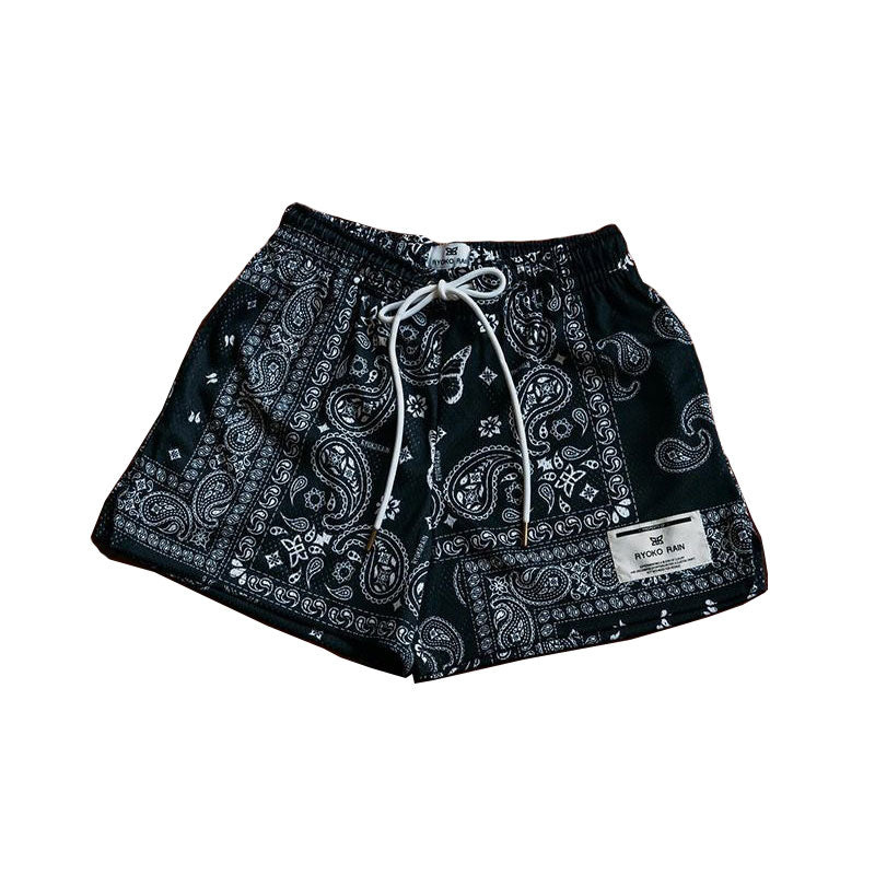Levoire | Pantalon court en mesh imprimé pour hommes Pantalon d'été époustouflant pour hommes Noir
