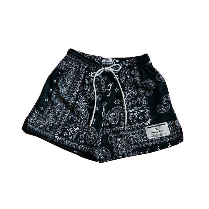 Levoire | Pantalon court en mesh imprimé pour hommes Pantalon d'été époustouflant pour hommes Noir