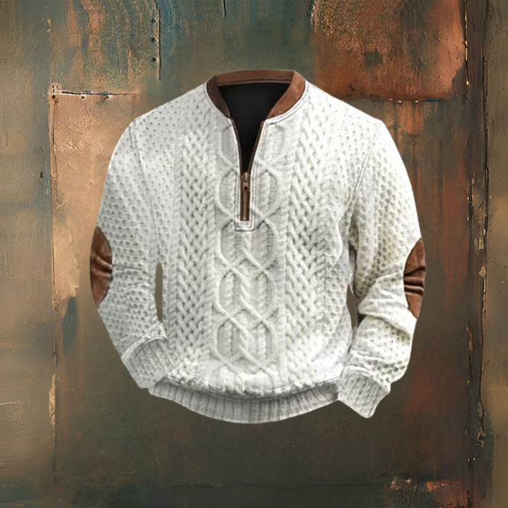 Levoire | Pull À Impression Texte Rétro Western Pour Hommes Blanc