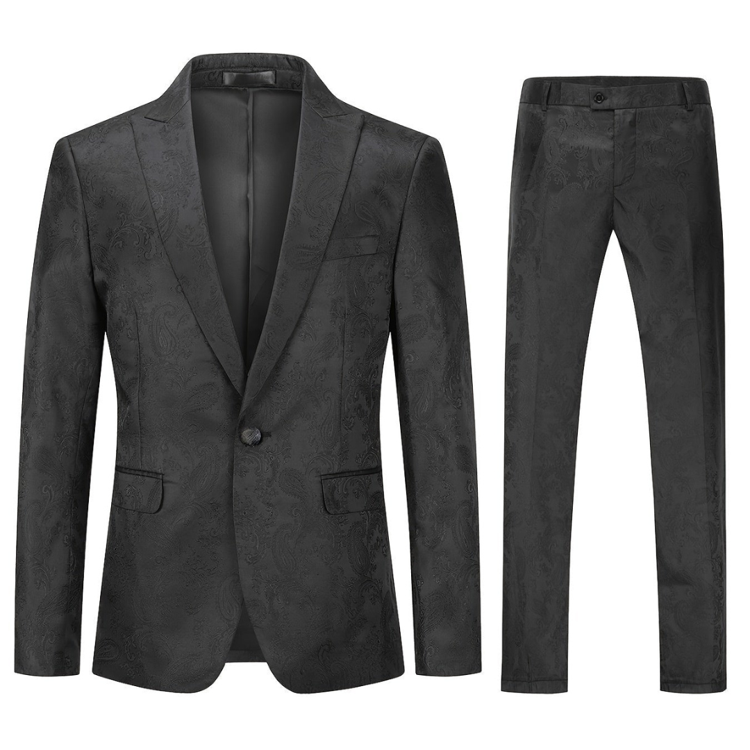 Levoire | Costume D'Invité De Mariage À Motifs Élégants Pour - Hommes - Formel Noir