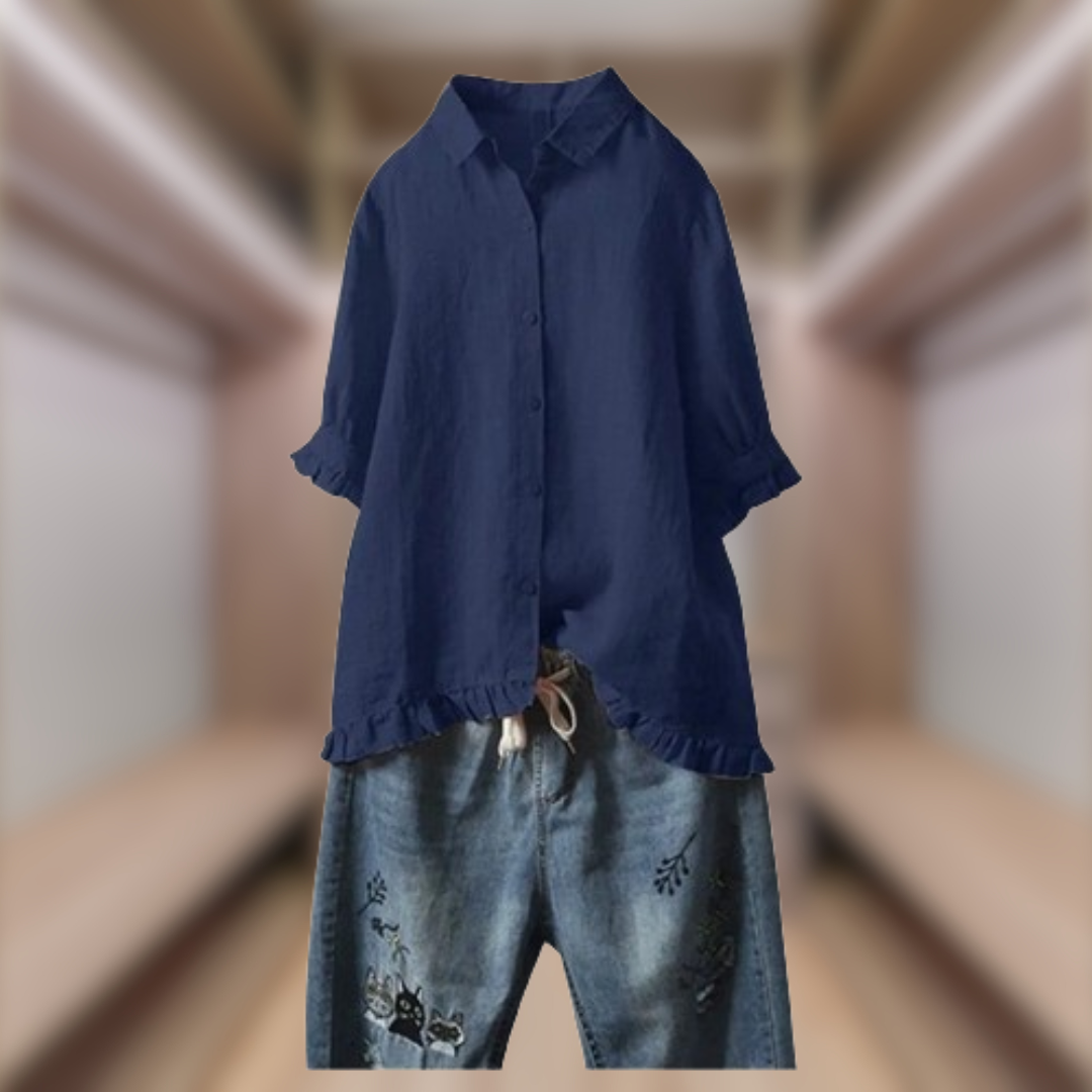 Levoire | Chemise élégante en tissu naturel Blu Navy