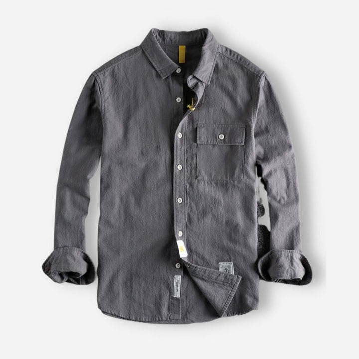 Levoire | Chemise Classique Avec Design Texturé Pour Une Ambiance Automnale Gris Foncé
