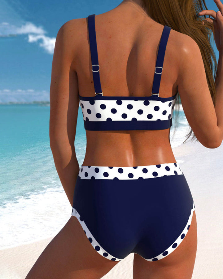 Levoire | Bikini Avec Patchwork Et Motif À Pois Taille Haute