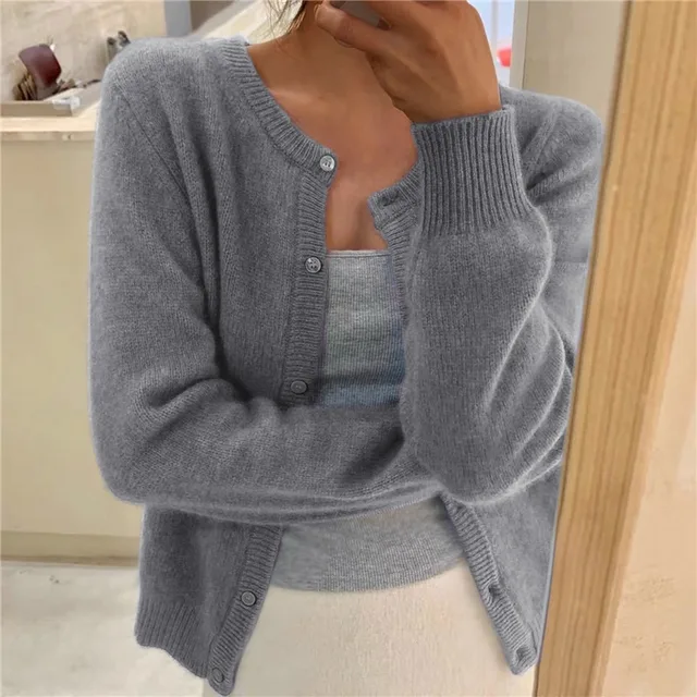 Levoire | Gilet Tricote Uni Pour Femmes, Parfait Pour Un Usage Quotidien Gris Taille unique