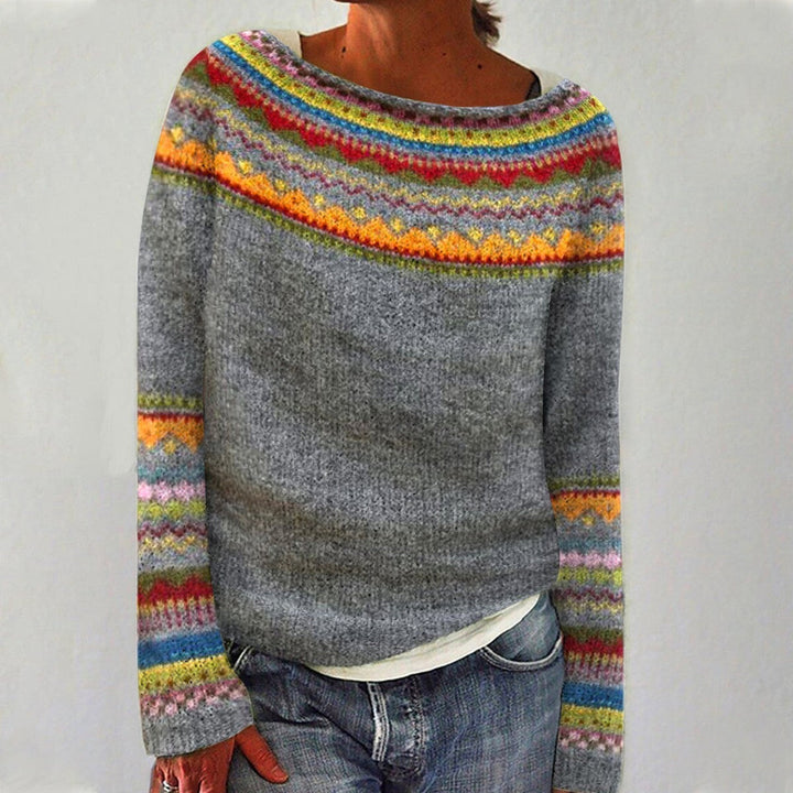 Levoire | Tricot Rétro pour Femmes Gris Orange