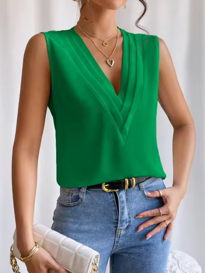 Levoire | Top Élégant Sans Manches Avec Décolleté En V Vert