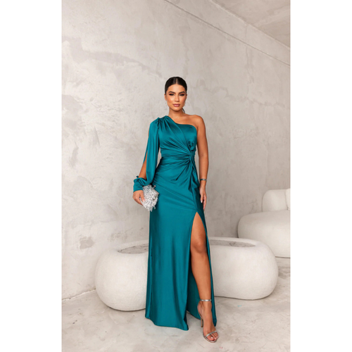 Levoire | Robe D'Invité De Mariage Pour Femme À Épaules Simples Et Manches Drapées - Maxi