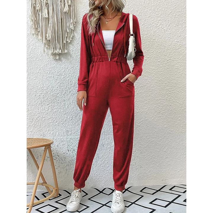 Levoire | Ensemble De Sport Pour Femmes Avec Fermeture Éclair Et Capuche Rot