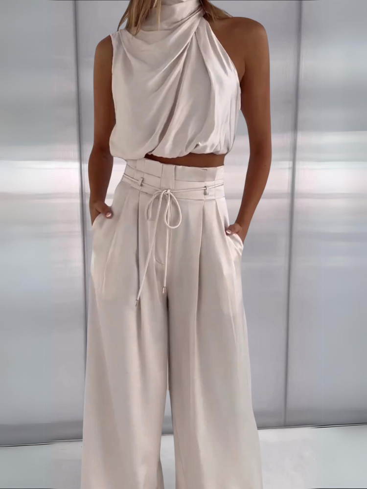 Levoire | Pantalons En Soie Élégants Champagne