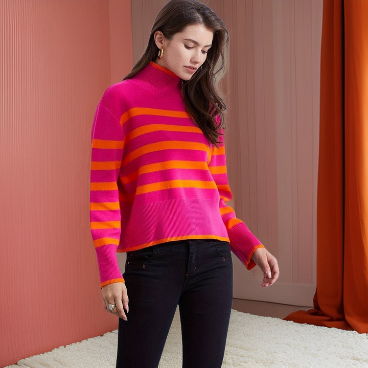 Levoire | Pull Col Roul Femmes Dans Le Style Classique Rose rouge