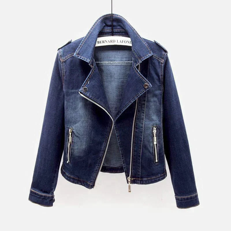 Levoire | Veste En Denim À Manches Longues Avec Fermeture Éclair Et Poches Émeraude